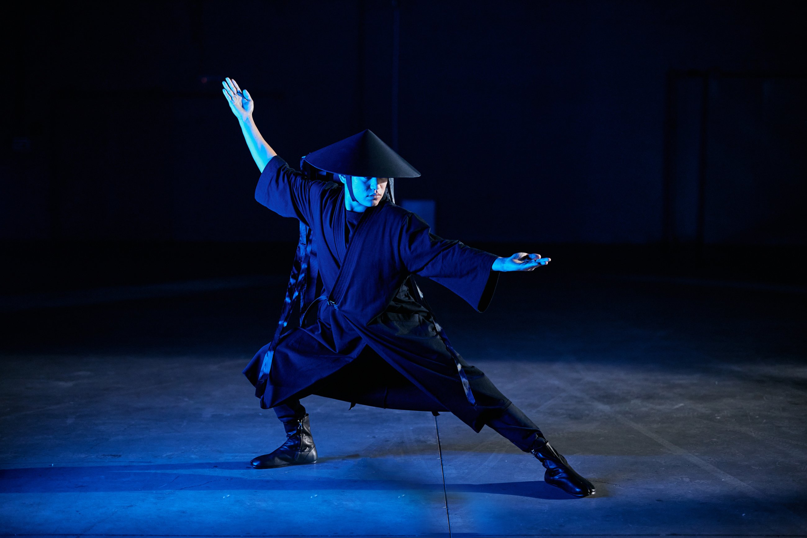 A Man Practicing Japanese Martial Arts